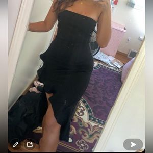 Windsor Strapless High Loa Add Some Flair Ruffle Midi Dress Size Small Black